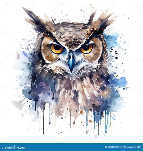 Owl Watercolor Illustration Stock Illustration Illustration Of