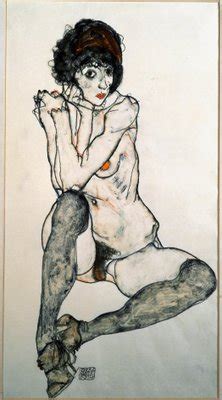 Sitzender Weiblicher Akt Aquarellzeichnung Von Egon Schiele 1890 1918