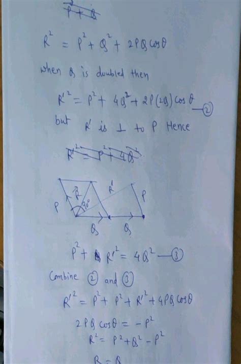 The Resultant Of Two Vectors Vec P And Vec Q Is Vec R If Vec Q Is