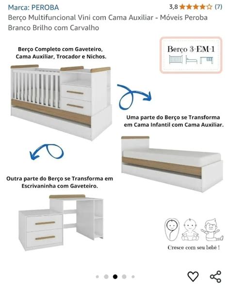 Berço Que Vira Cama E Comoda - Berço que vira cama + cômoda com 4 gavetas e uma porta. - Camas e ...