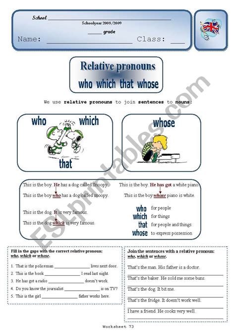 Relative Pronouns Esl Worksheet By Sílvia73