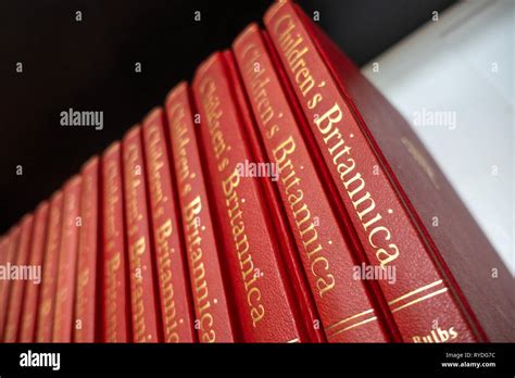 Set Of Childrens Encyclopedia Britannica Red Books Stock Photo Alamy