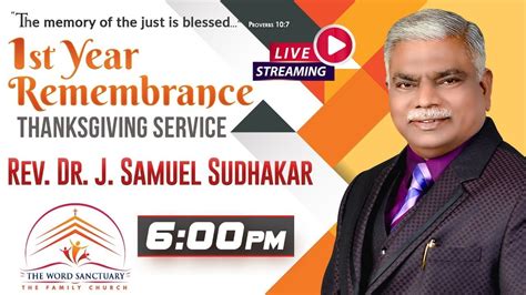 Remembrance Service Of Pastor Samuel Sudhakar YouTube