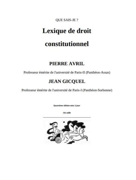 Lexique De Droit Constitutionnel