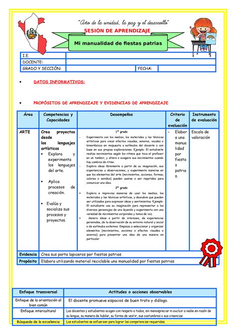 III E6 S2 Sesion D5 ARTE Manualidad DE Fiestas Patrias SESIÓN DE