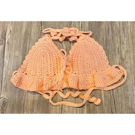 บราถก บราไหมพรม บกน ไหมพรม มฟองนำเสรมทรง ชดวายนำ crochet bikini Shopee Thailand