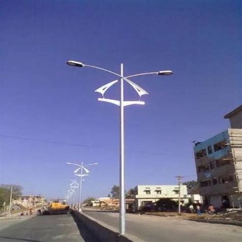 Mild Steel Dual Arm Conical Lighting Pole For Outdoor M At Rs