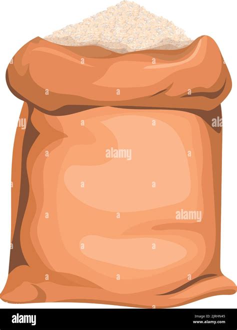 Rice Bag Icon Cartoon Canvas Sack Full Of Grain Isolated On White