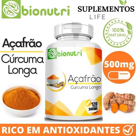 Comprar Curcuma Longa 500 Mg Açafrão Bionutri 120 Cápsulas Tudo Vitaminas Loja De