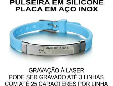 Pulseira Infantil Personalizada Identificação Crianças Azul MercadoLivre