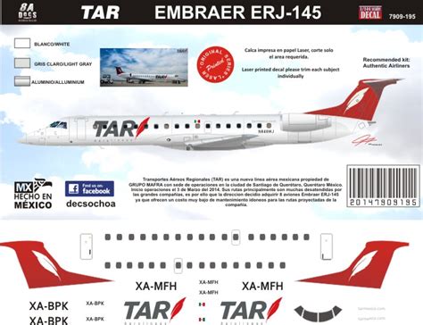 8aDecs Decals Catalogue TAR ERJ 145