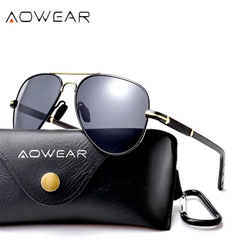 Aowear 2019 Brand Designer Aviation Polarized Sunglasses Men Fashion