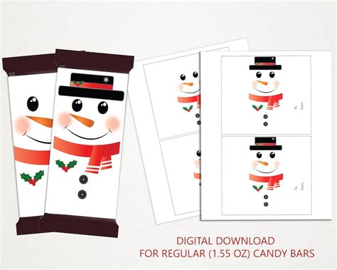 Snowman Candy Bar Wrappers Christmas Candy Wrappers Christmas Favors