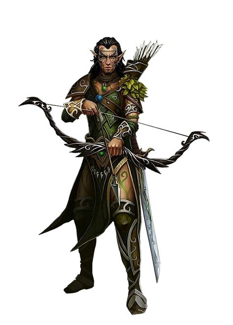 Male Elf Ranger Pathfinder PFRPG DND D D D20 Fantasy Elf Ranger