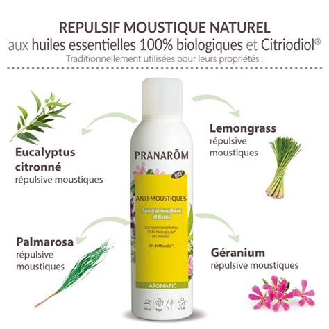 Pranarom spray anti moustique Aromapic bio Répulsif pour tissu