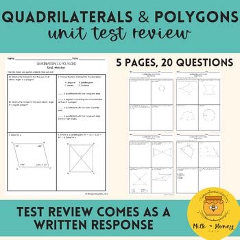 Properties of Quadrilaterals and Polygons | Unit 6 Test Review & Test ...