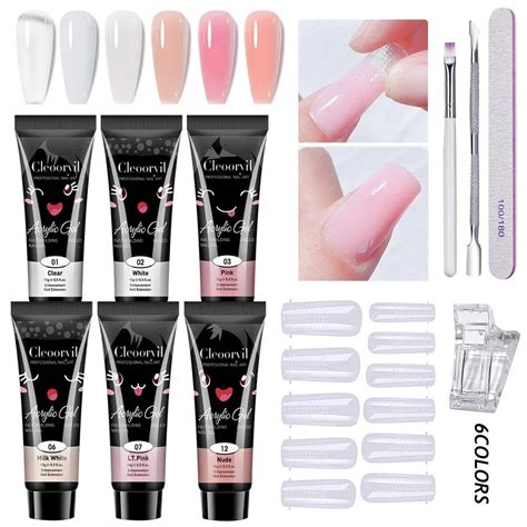 Shiny Nude Color Poly Nail Gel Set Cuticle Pusher Finger Extend Mold Nail Manicure Set DIY