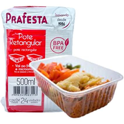 Pote Retangular Tampa Prafesta 500ml Para Marmita Shopee Brasil