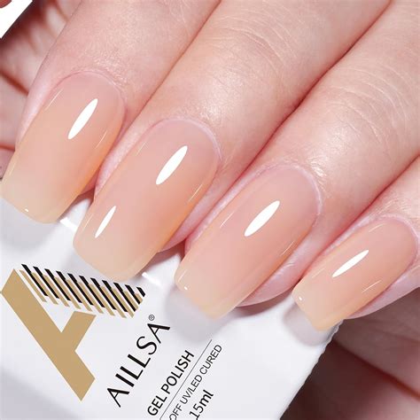 Amazon AILLSA Nude Gel Polish Natural Color Jelly Gel Nail Polish Light Milky Translucent