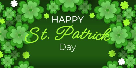 St Patricks Day Abstract Green Background Decorated With Shamrock