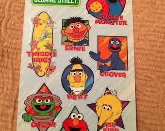 1980s 1990s 2000s Vintage Sesame Street Character Sticker Sheet Elmo