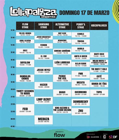 LOLLAPALOOZA ARGENTINA CONFIRMA LOS HORARIOS DE SU NOVENA EDICIÓN