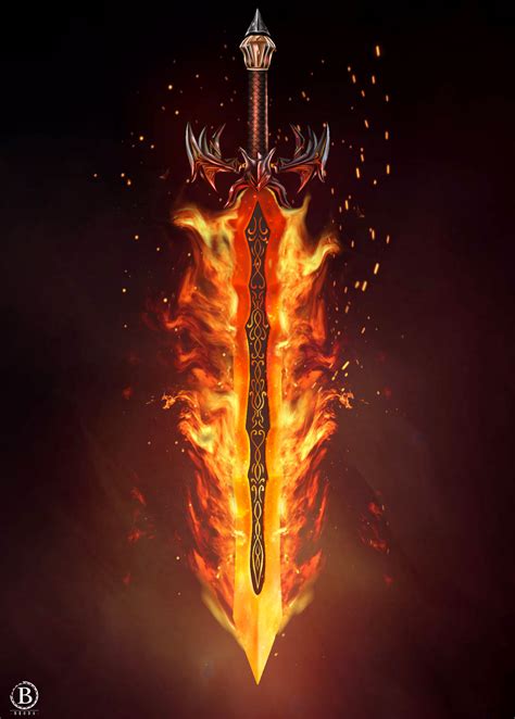 Artstation Flaming Sword Artworks