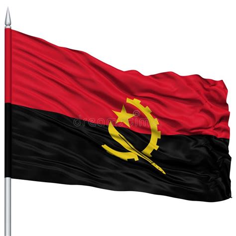 Bandeira De Angola No Mastro De Bandeira Ilustração Stock Ilustração