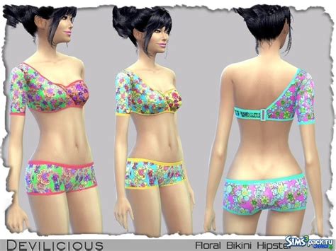 Скачать сет бикини Floral Bikini Set от Devilicious для Симс