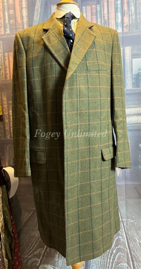 Samuel Windsor Mens Classic 100 Wool Heritage Tweed Long Coat Wicken