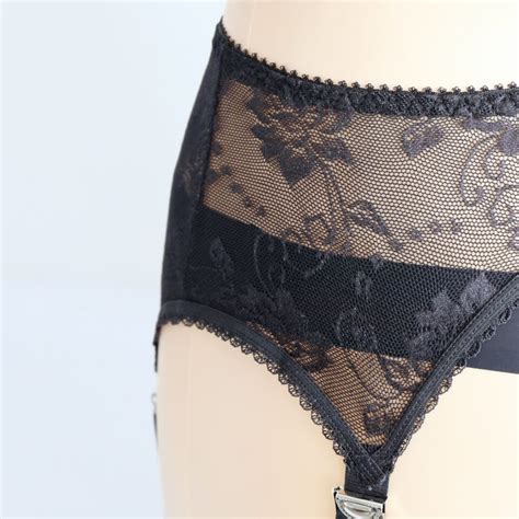 Luxallacki Sheer Floral Lace 4 Straps Suspender Garter Belt Underwear Lingerie EBay