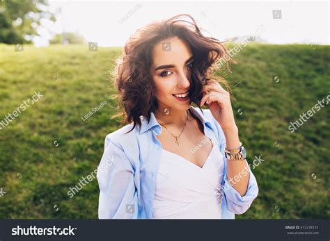 Portrait Cute Brunette Girl Short Hair Stock Photo Shutterstock