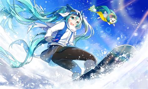 Yuki Miku Aqua Hair Aqua Eyes Hatsune Miku Headdress 720P Sport