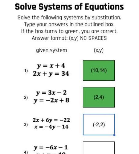 Systems Of Equations Substitution Worksheet Doc - Tessshebaylo