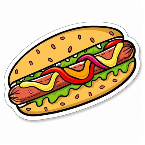 Premium Photo Cartoon Hot Dog Decal Sticker Design
