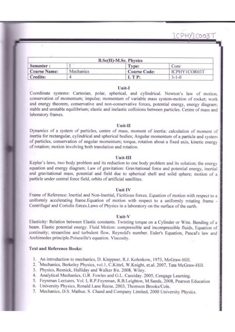 Syllabus Of Mechanics Mechanics Studocu