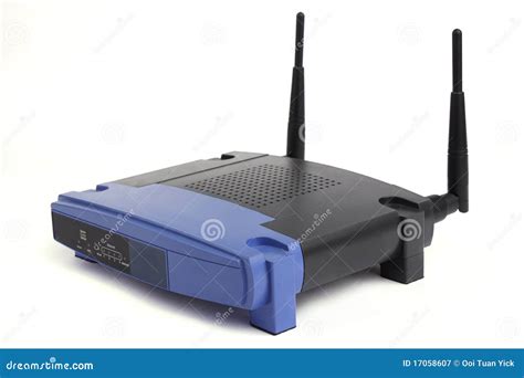 Wireless Modem Router With Cable Connecting On The Local Network Stock