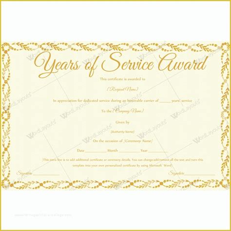 Years Of Service Certificate Template Free Of 89 Elegant Award ...