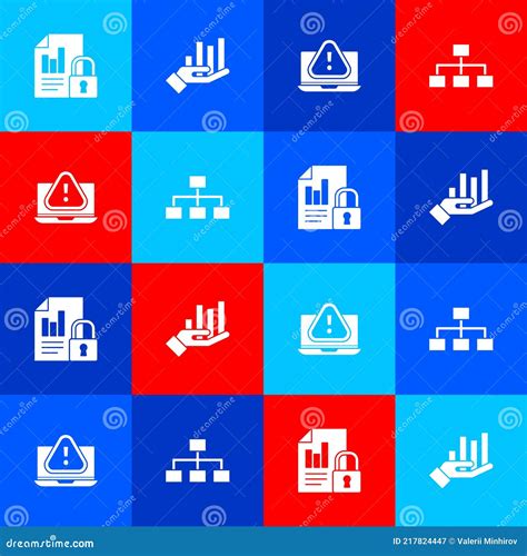 set document  lock pie chart infographic laptop  exclamation