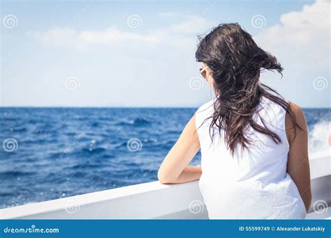 Beautiful Brunette On A Boat Stock Image Image Of Ocean Beauty 55599749
