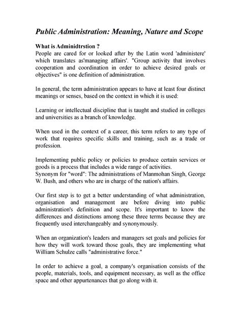 Nature And Scope Of Public Administration