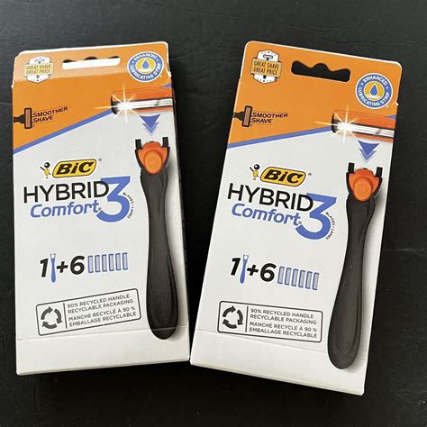 Bic Hybrid Comfort 3 Razor 1 Handle And 6 Refills Pack Of 2 70330722620