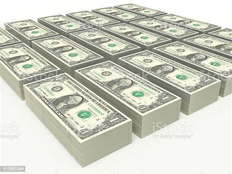 Satu Dolar Amerika Catatan Bertumpuk Pada Latar Belakang Putih Foto