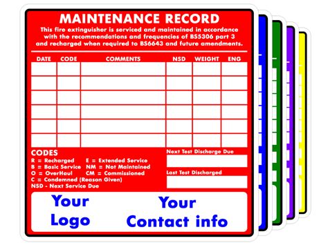 Personalised Bs Fire Extinguisher Maintenance Labels