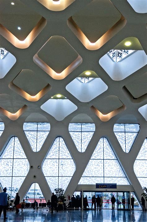 Marrakech Menara airport, Morocco. The terminal’s ceiling is a steel