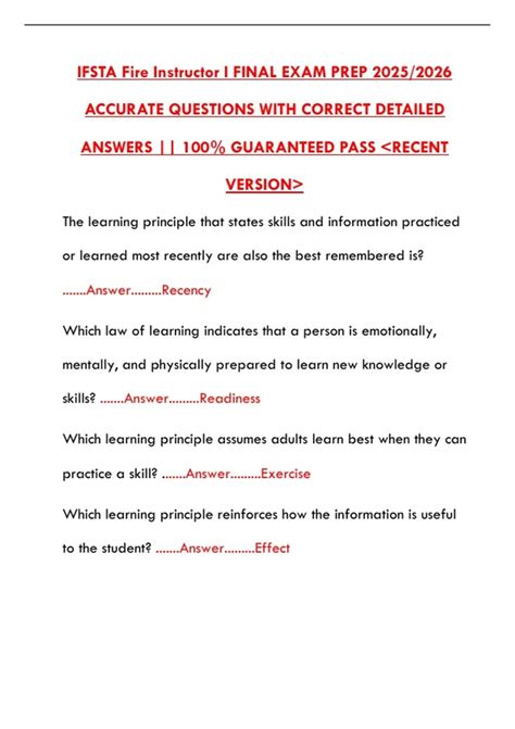 Ifsta Fire Instructor 1 Study Guide