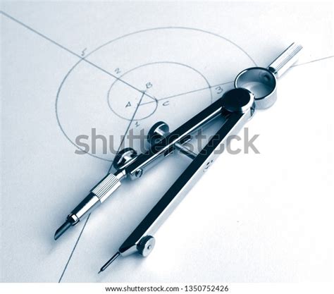 Vintage Classic Drafting Drawing Tool Set Stock Photo 1350752426