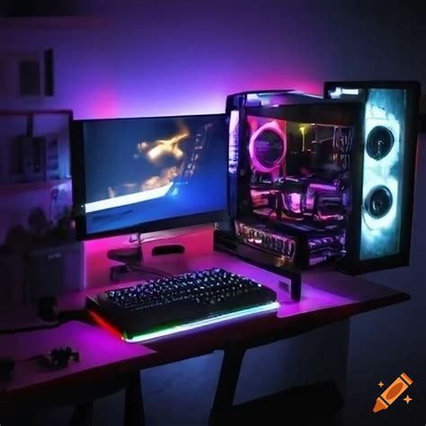 Colorful Led Lights In A Gaming Setup On Craiyon
