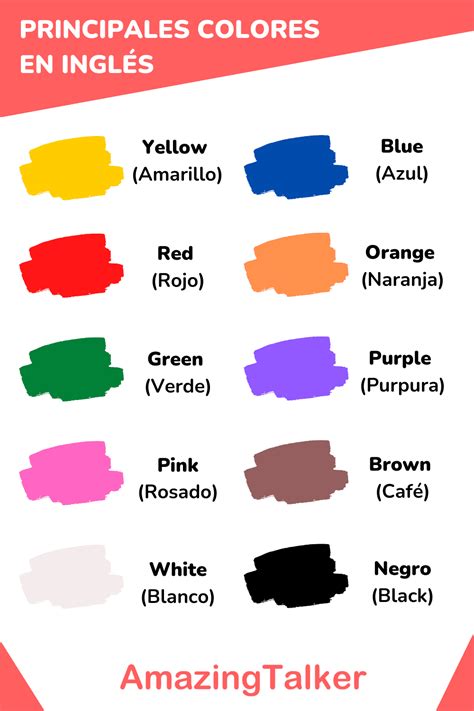 Los Colores En Ingl S Y Espa Ol Ficha De Vocabulario