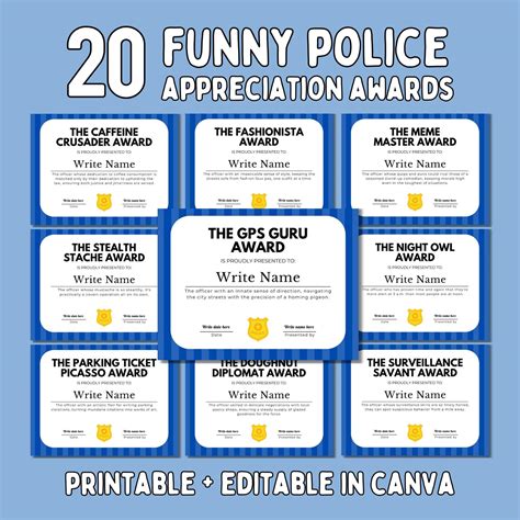police appreciation award certificates  editable canva templates